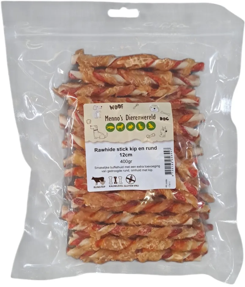 Rawhide stick kip en rund 12 cm - smakelijke hondensnack in varianten van 100 g en 400 g 400 Gram von Zoolekker – Produktfoto