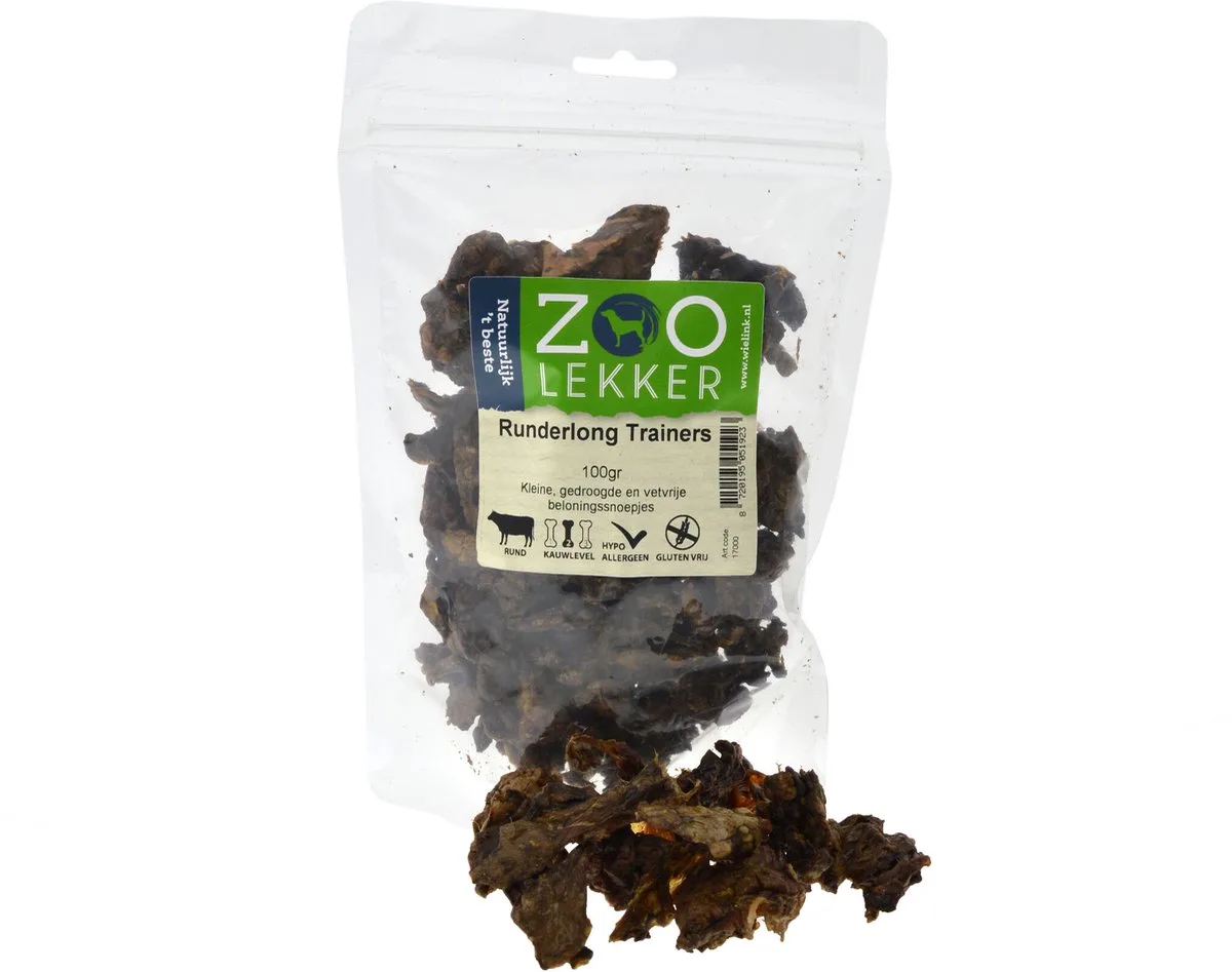Runderlong Trainers 100 gram de Zoolekker – photo produit
