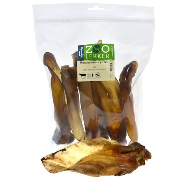 Runderoren met pit - 100% natuurlijke hondensnack 6 stuks de Zoolekker – photo produit