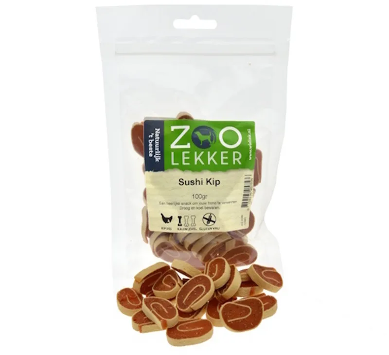 Sushi Kip - gezonde hondensnack in 100 g verpakking by Zoolekker – product photo