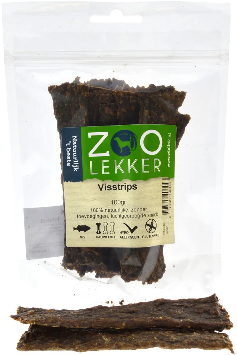 Visstrips - hondensnack - 100 gram van Zoolekker – productfoto