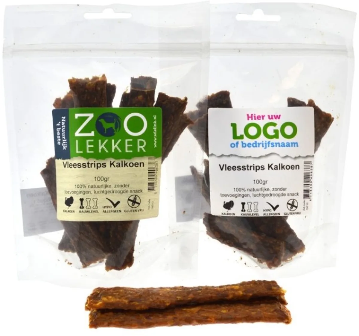 Vleesstrips - hondensnack - Kalkoen - 100 gram von Zoolekker – Produktfoto
