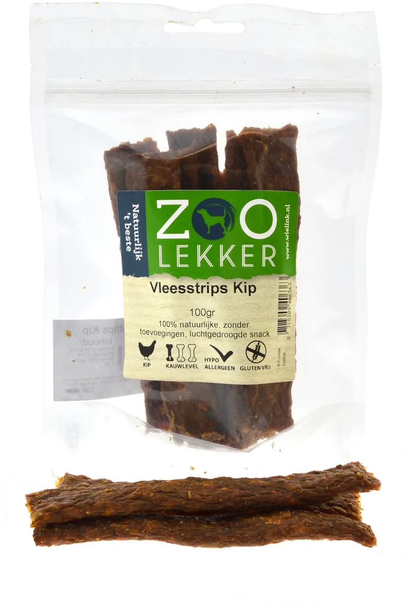 Vleesstrips Kip - hondensnacks - 100 gram by Zoolekker – product photo