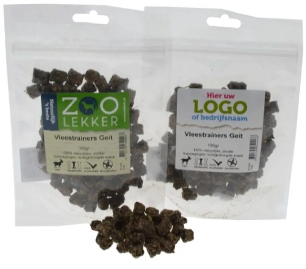 Vleestrainers geit | 100 g | glutenvrije hypoallergene trainingssnack van Zoolekker – productfoto