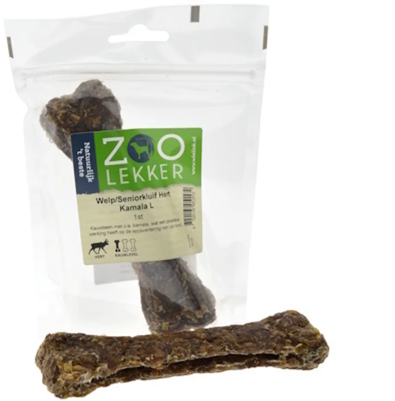Welp en senior kluif hert kamala L - harde kauwsnack met natuurlijke ondersteuning, 17 cm by Zoolekker – product photo