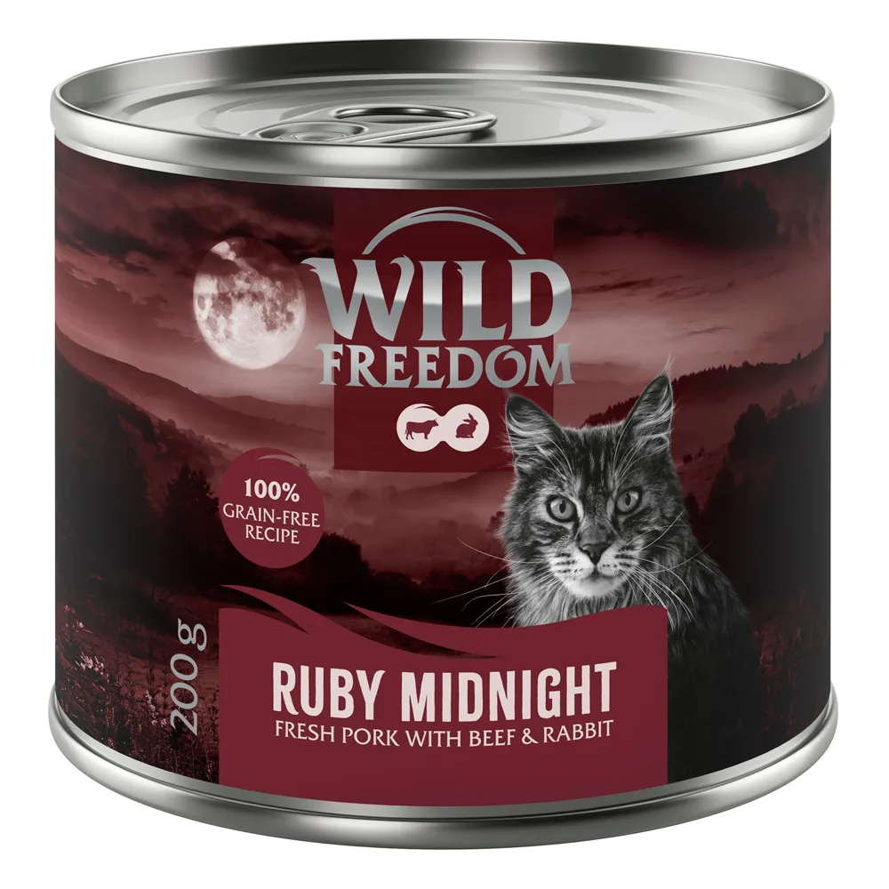 6x200g Wild Freedom Red Meat Ruby Midnight Varkensvlees, Rund Konijn natvoer voor katten by Wild Freedom – product photo