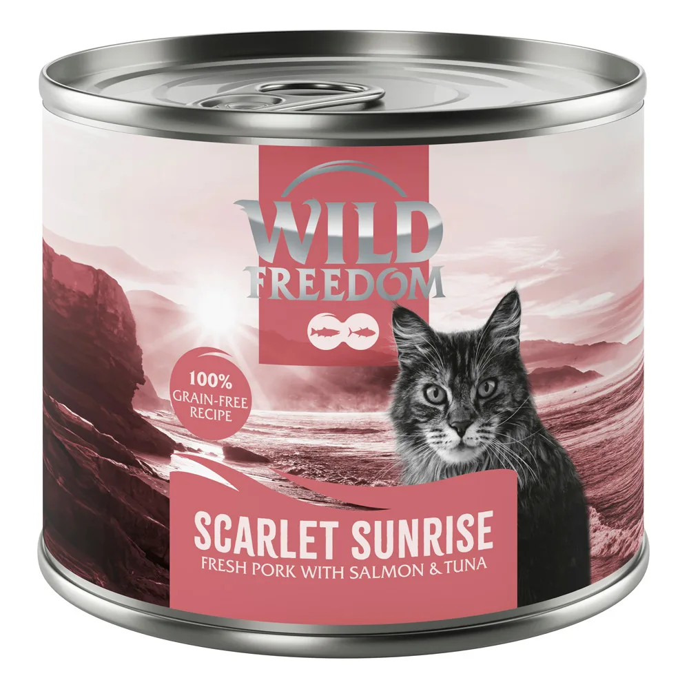 6x200g Wild Freedom Red Meat Scarlet Sunrise Varkensvlees, zalm Tonijn natvoer voor katten van Wild Freedom – productfoto
