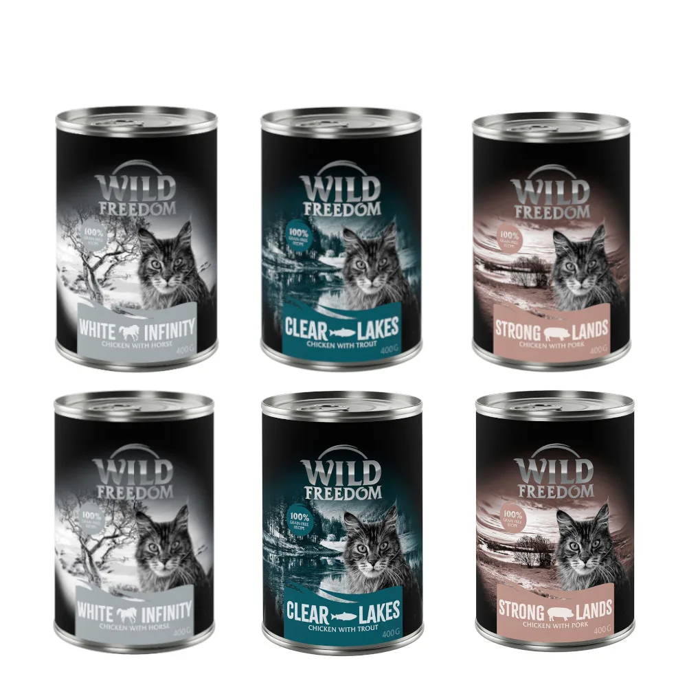 6x400 Adult Mixpakket 3 (Strong Lands, Clear Lakes, White Infinity) Wild Freedom Kattenvoer de Wild Freedom – photo produit