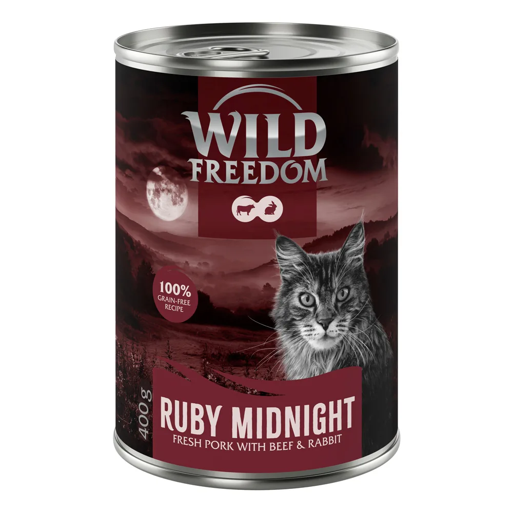 6x400g Wild Freedom Red Meat Ruby Midnight Varkensvlees, Rund Konijn natvoer voor katten van Wild Freedom – productfoto