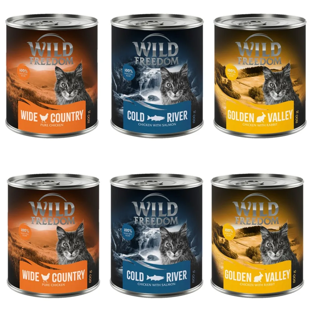 6x800g Adult Gemengd Pakket (3 Smaken) Wild Freedom Kattenvoer by Wild Freedom – product photo