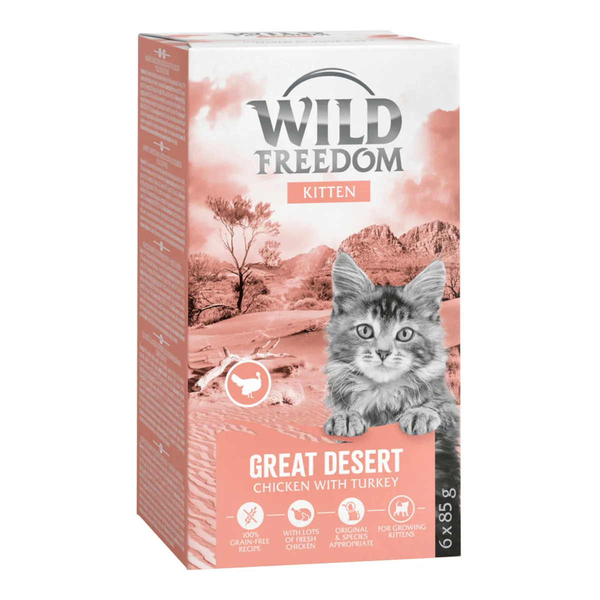 6x85g Wild Freedom Kittenschale Schale Great Desert Truthahn & Huhn Katzenfutter nass van Wild Freedom – productfoto