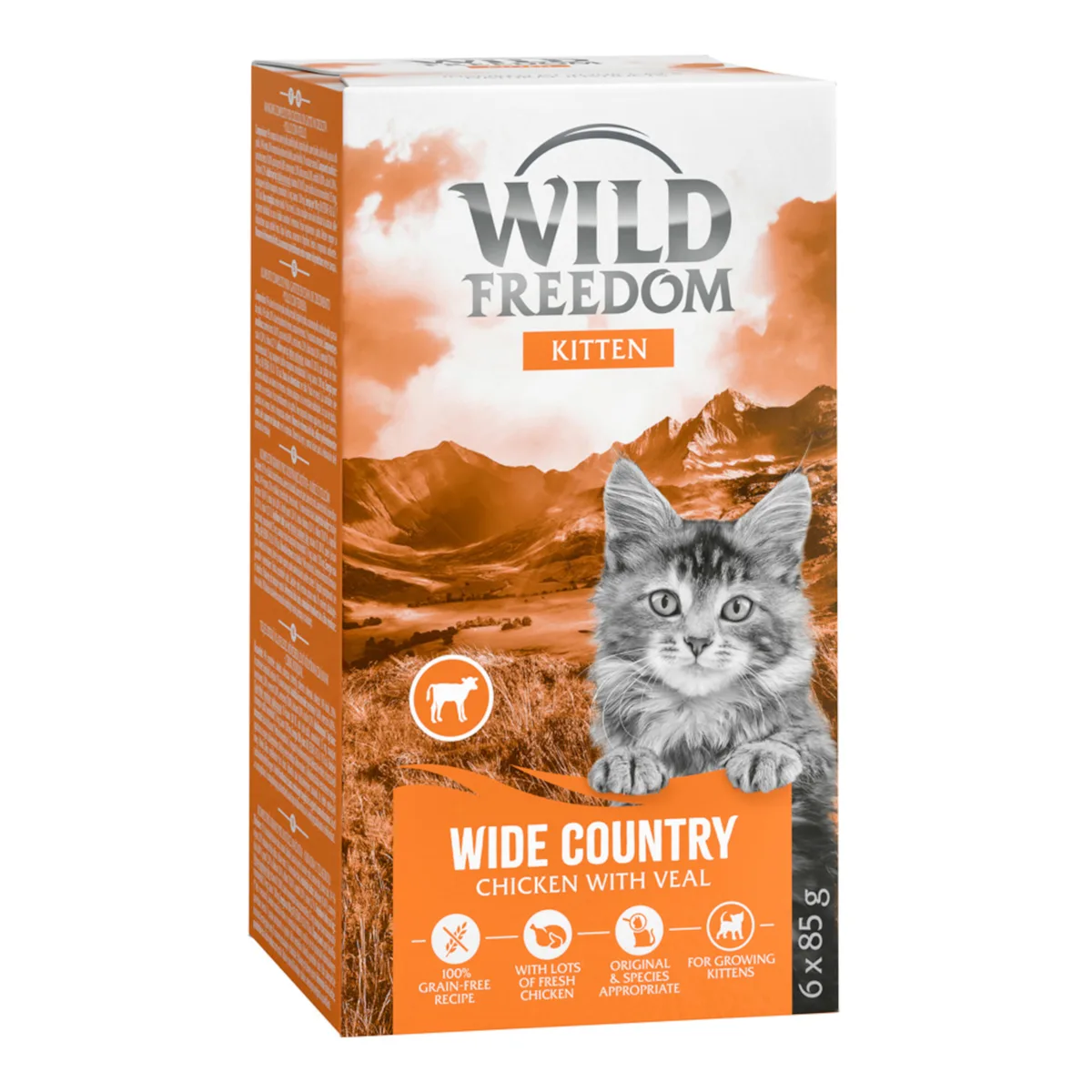 6x85g Wild Freedom Kittenschale Schale Wide Country Kalb & Huhn Katzenfutter nass by Wild Freedom – product photo