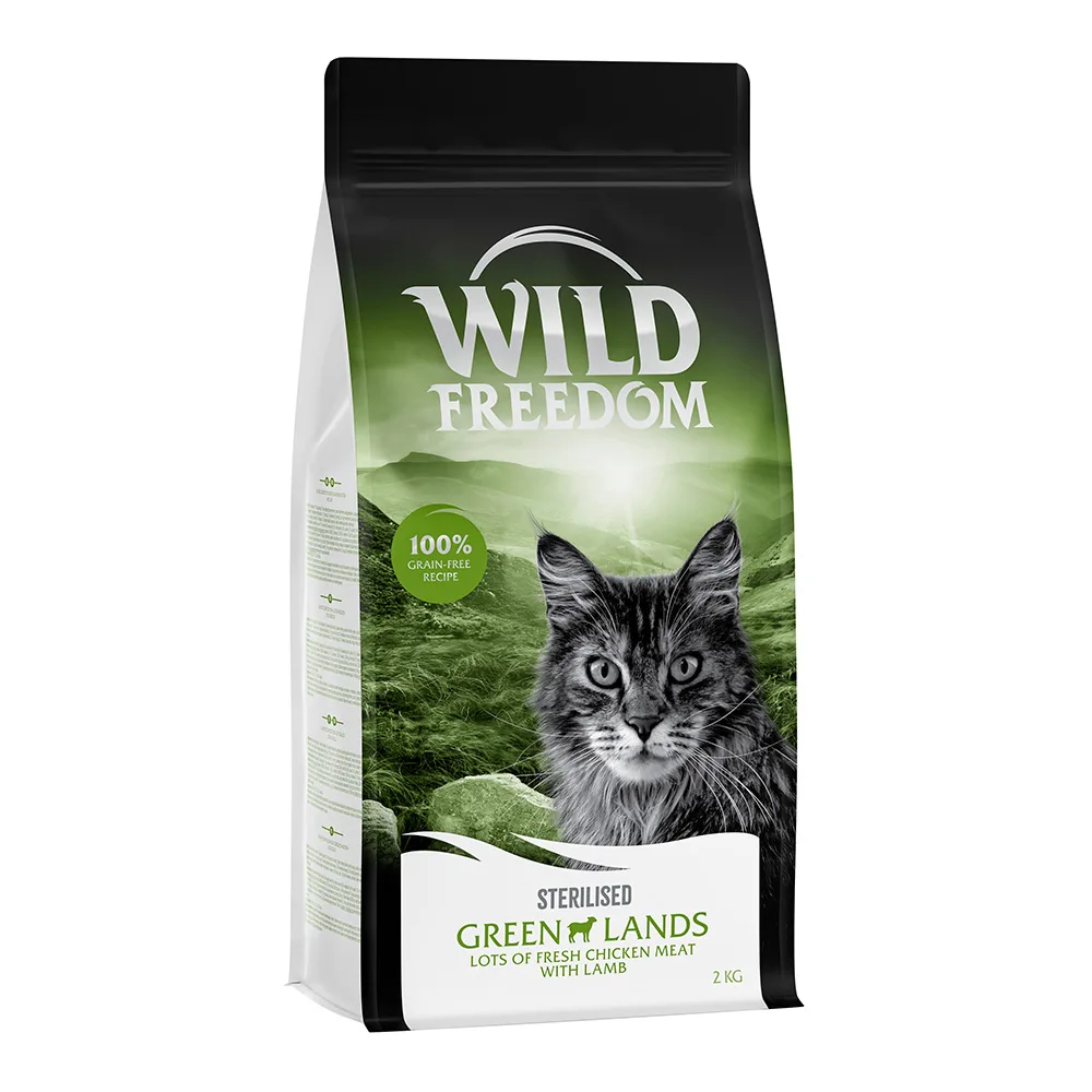 Adult "Green Lands" Sterilised Lam – Graanvrij Kattenvoer - 2 kg van Wild Freedom – productfoto