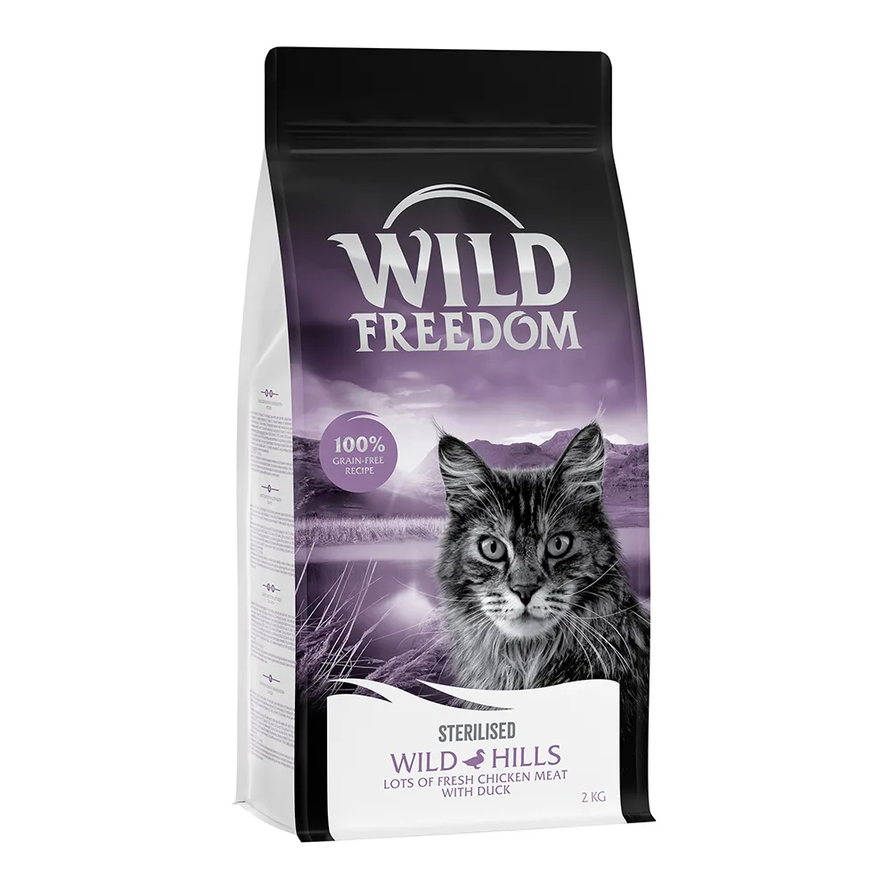 Adult "Wild Hills" Sterilised Eend – Graanvrij Kattenvoer - 2 kg by Wild Freedom – product photo